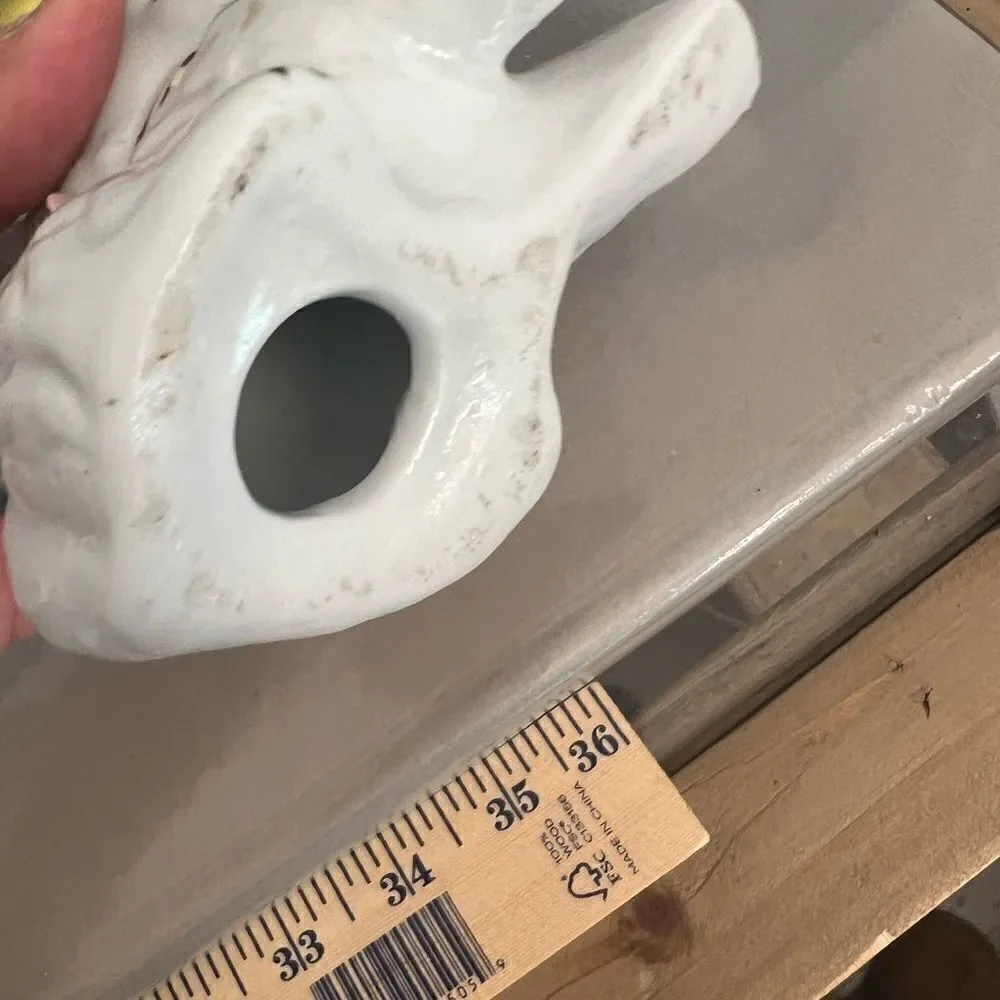 Set of two vintage small ceramic white and floral cats.